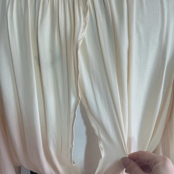 Free People Aida Romper Women’s Size 8 Cream & Black Balloon Puff Sleeve Slits - Picture 5 of 10